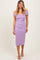 Lavender Off Shoulder Fitted Midi Dress