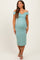 Light Olive Off Shoulder Fitted Maternity Midi Dress