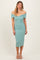 Light Olive Off Shoulder Fitted Midi Dress