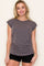 Charcoal Side Ruched Short Sleeve Top