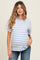 Blue Striped Terry Maternity Short Sleeve Top