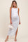 Ivory Floral Ruched Side Slit Maternity Midi Dress