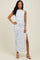 Ivory Floral Ruched Side Slit Midi Dress
