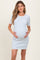 Blue Striped Ribbed Knit Short Sleeve Maternity Mini Dress