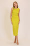 Lime Textured Shoulder Detail Midi Dress