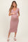 Mauve Short Sleeve Side Button Ribbed Maternity Midi Dress