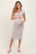 Taupe V Neck Mineral Wash Side Slit Maternity Midi Dress