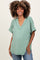 Light Olive Ribbed Raw Hem Maternity Short Sleeve Top