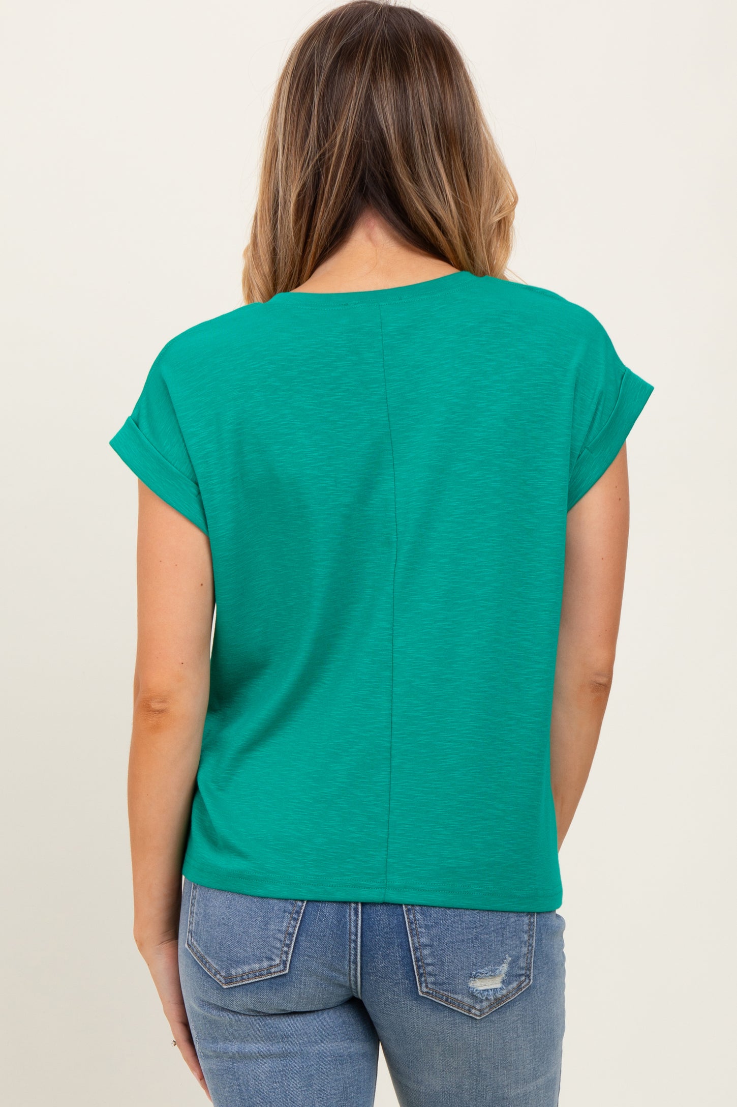 Green Rolled Cuff Short Sleeve Tee