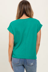 Green Rolled Cuff Short Sleeve Tee