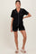 Black Short Sleeve Button Down Shirt Shorts Maternity Set