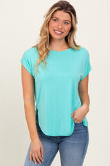 Turquoise Dolman Sleeve Round Neck Top