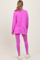 Mauve Brushed Knit Maternity Oversized Top and Legging Set