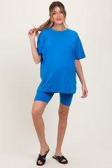 Aqua Biker Shorts Maternity Set