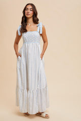 Light Blue Floral Cotton Dress