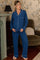 Navy Button Down Top Wide Leg Pant Maternity Pajama Set