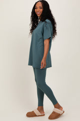 Light Olive Oversized Crewneck Short Sleeve and Legging Set