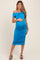 Blue Knotted Off Shoulder Ruched Maternity Midi Dress