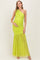 Lime Ruched Mesh One Shoulder Maternity Maxi Dress