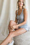 Heather Grey Button Front Tank Top