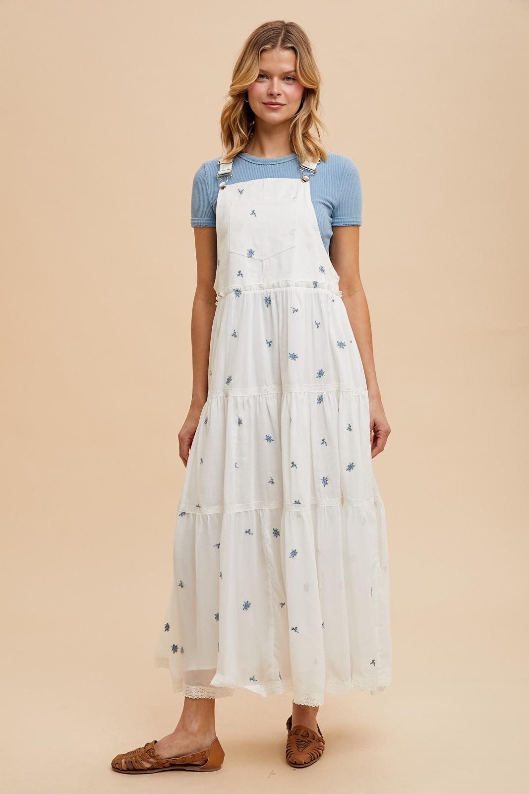 White Embroidered Floral Skirtall
