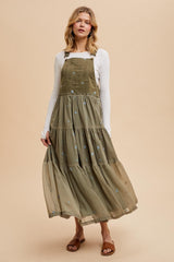 Olive Embroidered Floral Skirtall