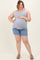 Blue Raw Cut Hem Cuffed Maternity Plus Jean Shorts
