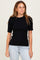 Black Ribbed Mock Neck Knit Short Sleeve Top