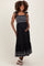 Black Smocked Embroidered Shoulder Tie Maternity Midi Dress