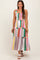 Green Wide Stripe Smocked Tiered Maternity Midi Dress