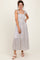 Blue Floral Bow Trim Lace Detail Smocked Maxi Dress