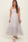 Blue Floral Bow Trim Lace Detail Smocked Maternity Maxi Dress