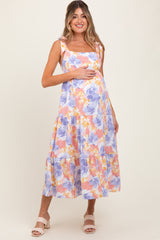 Multi Color Pastel Floral Maternity Dress