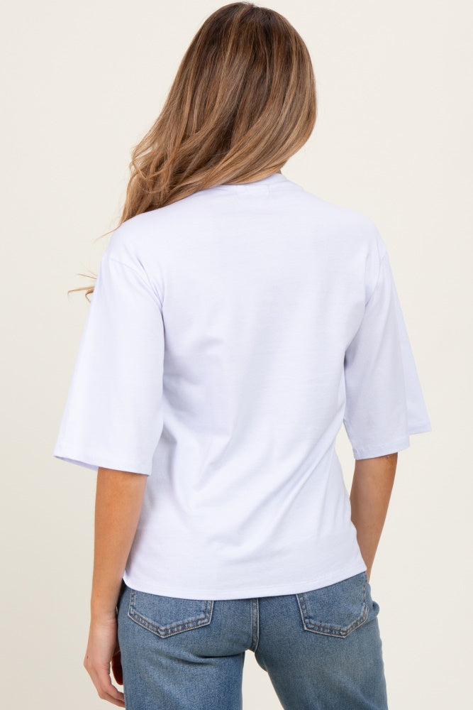 White Crew Neck Oversized Maternity Tee
