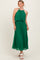Green Pleated Woven Midi Dress