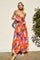 Orange Tropical Sash Tie Maxi Dress