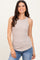 Beige Ribbed Basic Crew Neck Tank
