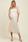 Cream Floral Mesh Overlay Tie Back Maternity Midi Dress