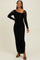 Black Ruched Mesh One Shoulder Long Sleeve Maxi Dress