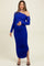 Royal Ruched Mesh One Shoulder Long Sleeve Maternity Maxi Dress