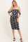 Black Floral Mesh Ruched Off Shoulder Maternity Dress