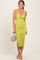 Lime Ruched Sweetheart Neckline Midi Dress