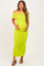 Lime Ruched Mesh Foldover Off Shoulder Maternity Maxi Dress