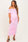 Light Pink Ruched Mesh Foldover Off Shoulder Maternity Maxi Dress