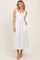 White Contrast Sleeveless Square Neck Midi Dress