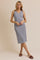 Navy Striped V-Neck Button Up Sleeveless Midi Dress