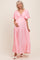 Light Pink Woven Textured Flutter Sleeve V-Neck Tiered Maternity Maxi Dress