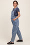 Light Blue Wash Rolled Cuff Maternity Denim Overalls