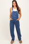 Blue Wash Rolled Cuff Maternity Denim Overalls