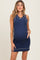 Navy Contrast Stitch Sleeveless Maternity Mini Dress